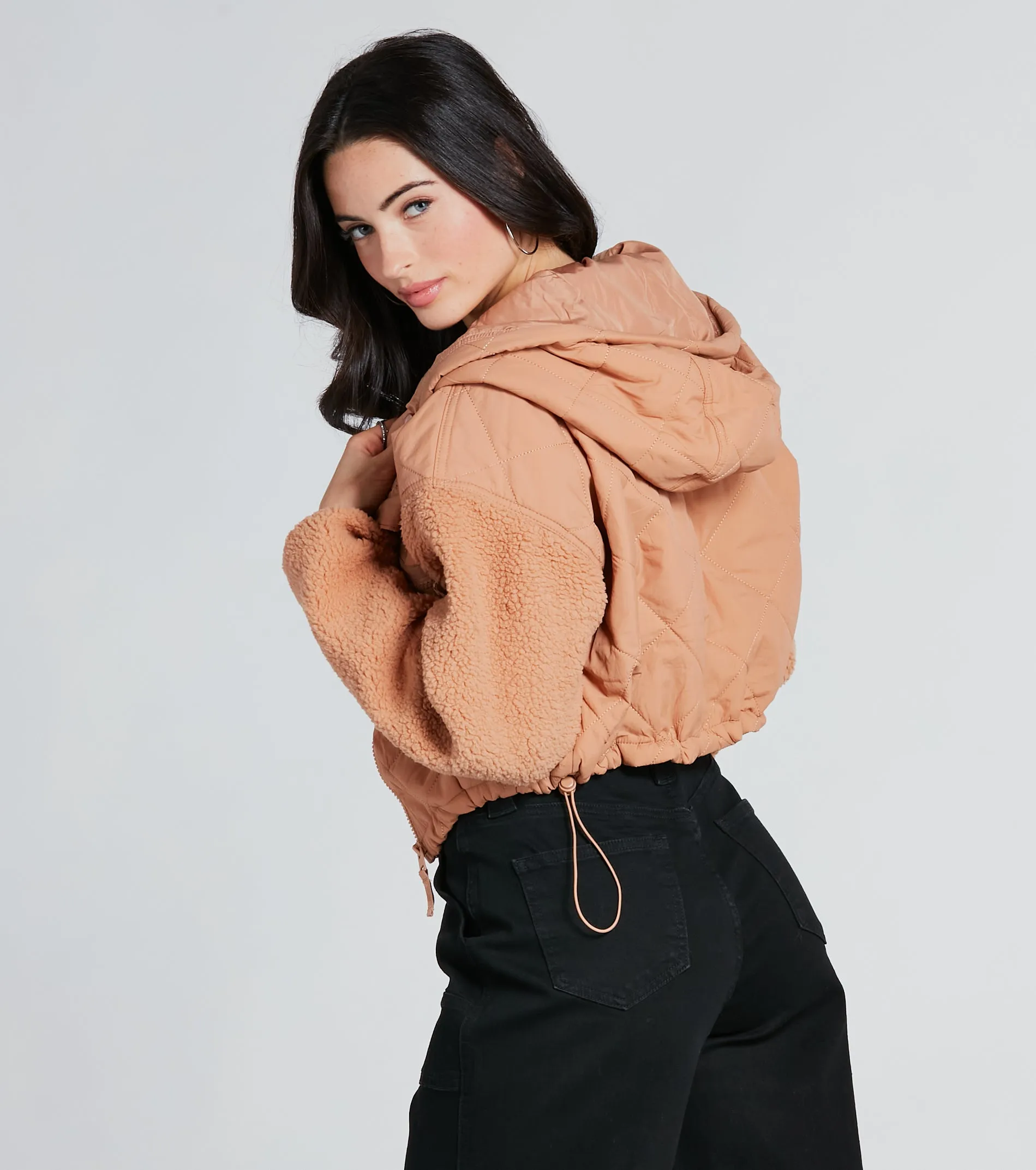 Fight The Frost Faux Sherpa Sleeve Puffer Jacket sold by Windsor product image thumbnail 2