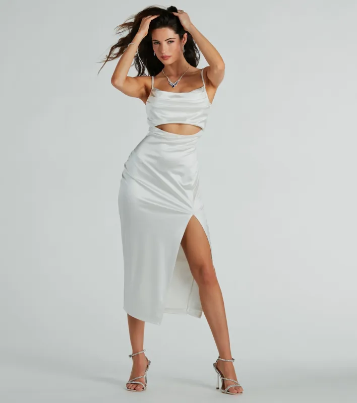 PLACEHOLDER - Seona Formal Satin Midi Dress sold by Windsor