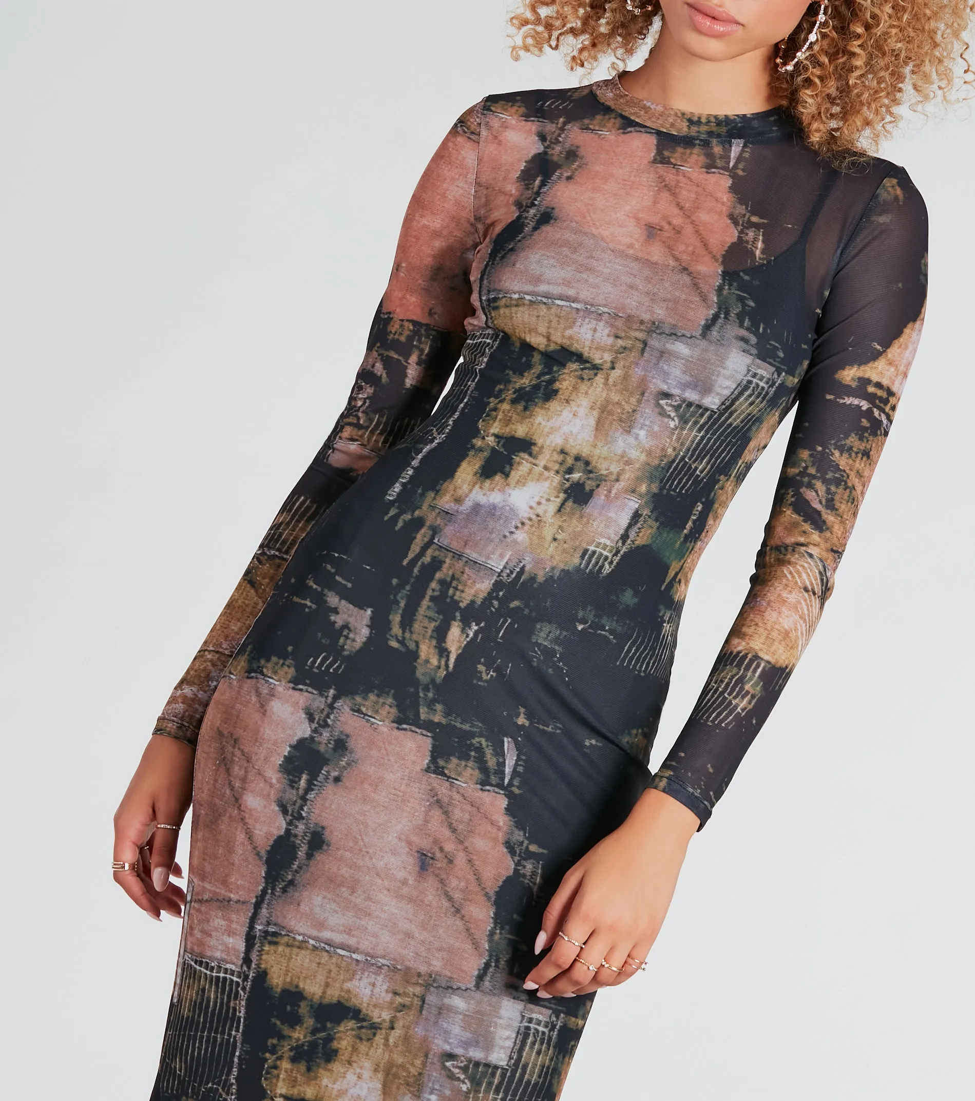Downtown Chic Abstract Print Midi Dress sold by Windsor product image thumbnail 4