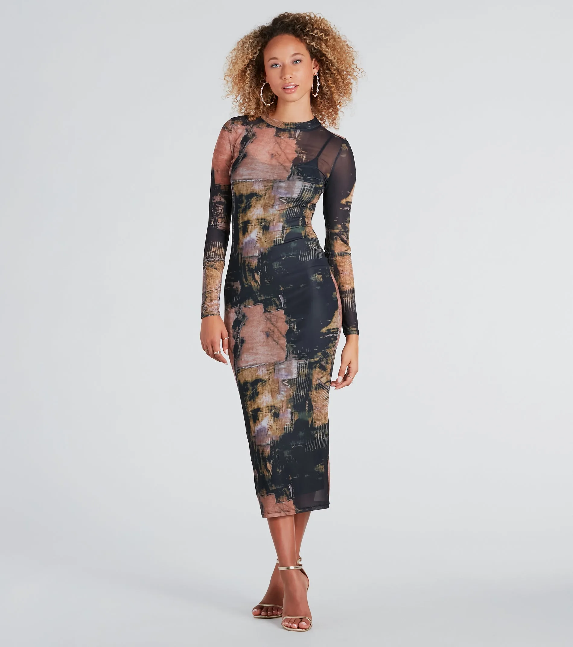 Downtown Chic Abstract Print Midi Dress sold by Windsor
