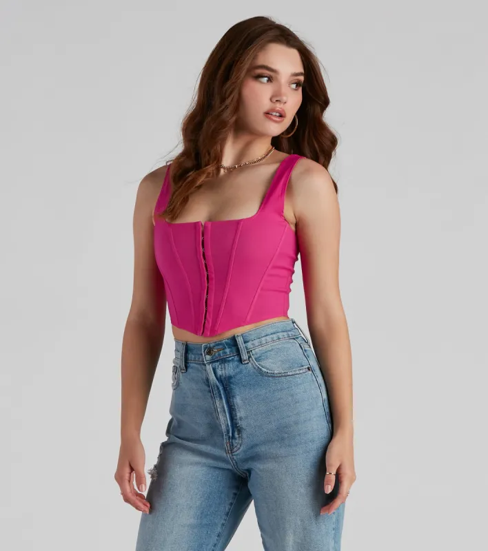 CLEARANCE - Hook and Eye Corset Crop Top sold by Windsor