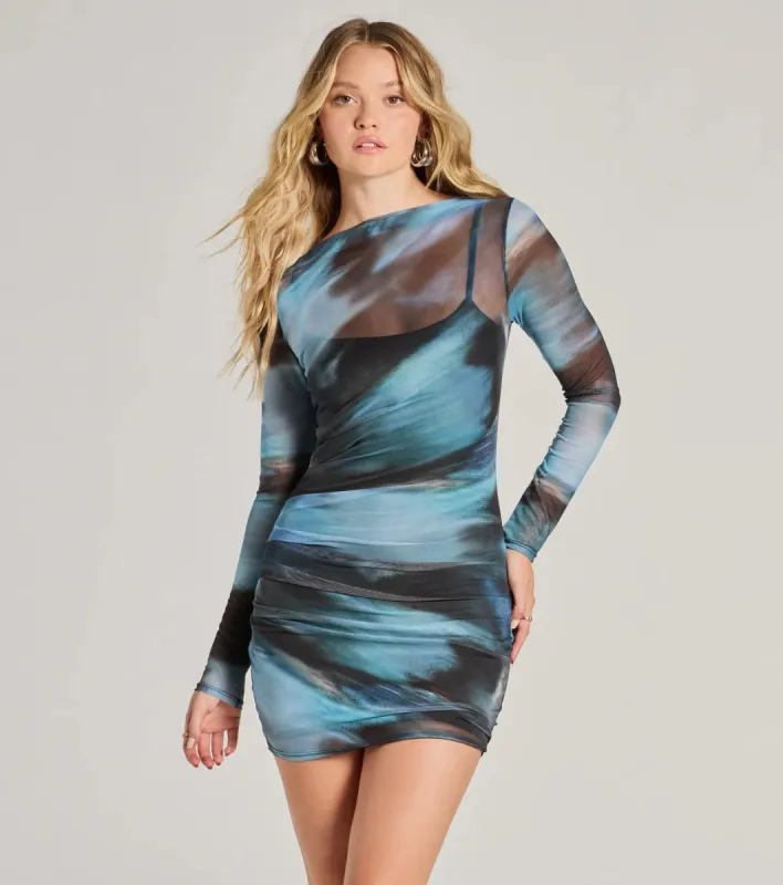 Stunning Look Long Sleeve Abstract Mini Dress sold by Windsor