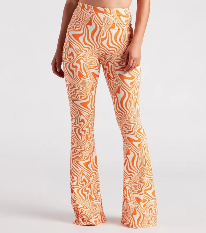 Total Jetsetter Swirl Print Flare Pants sold by Windsor