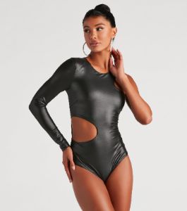 My Edgy Side One Shoulder Bodysuit sold by Windsor