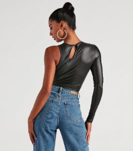 My Edgy Side One Shoulder Bodysuit sold by Windsor