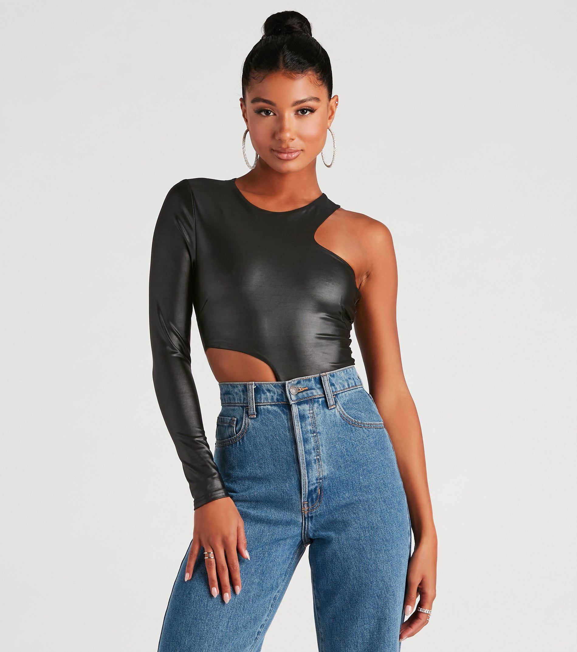 My Edgy Side One Shoulder Bodysuit sold by Windsor
