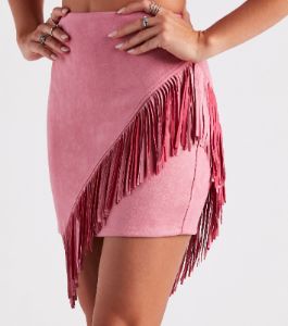 Cowgirl-Chic Fringe Mini Skirt sold by Windsor