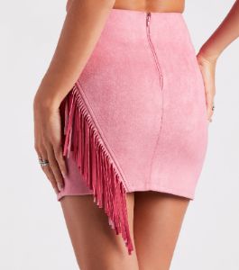 Cowgirl-Chic Fringe Mini Skirt sold by Windsor