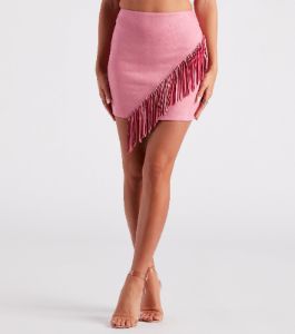 Cowgirl-Chic Fringe Mini Skirt sold by Windsor