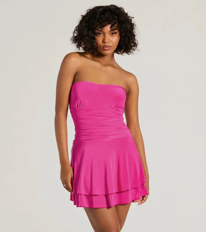 Flirty Allure Strapless Ruffled Skater Dress sold by Windsor