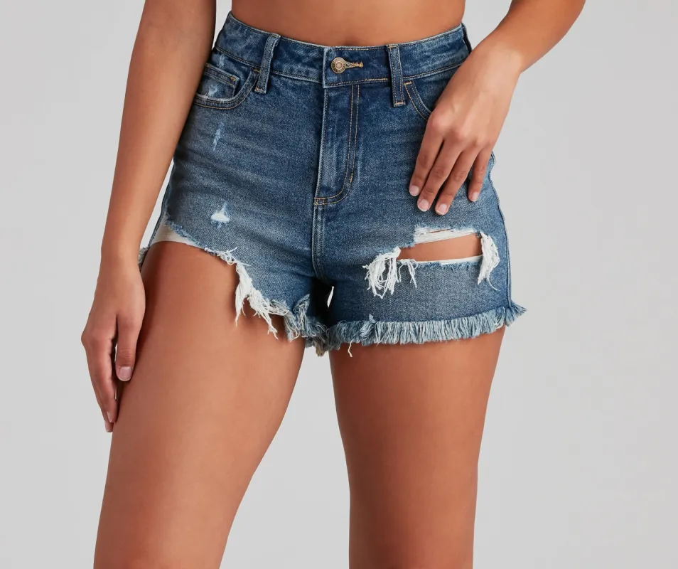 Remy High-Rise Frayed Denim Shorts By Windsor Denim sold by Windsor