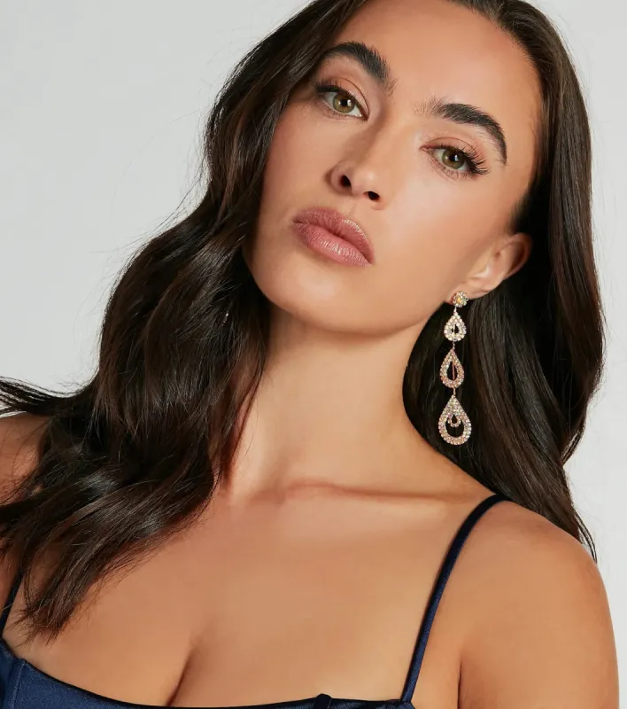 Luxe Sparkle Iridescent Rhinestone Teardrop Earrings sold by Windsor