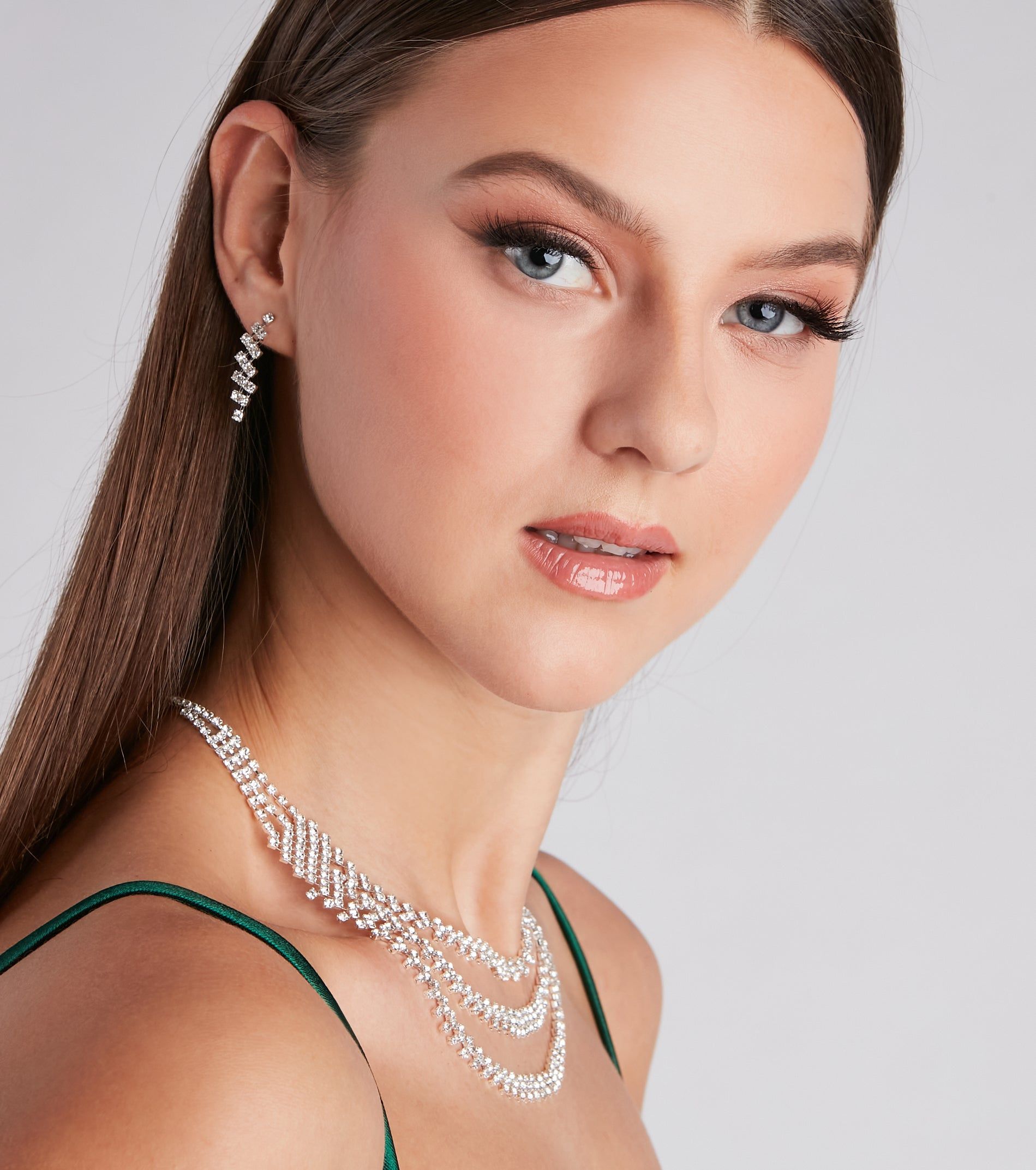 Glamorous Radiance Rhinestone Necklace And Earrings Set sold by Windsor