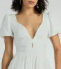 One Take Puff Sleeve V-Neck Linen Romper sold by Windsor