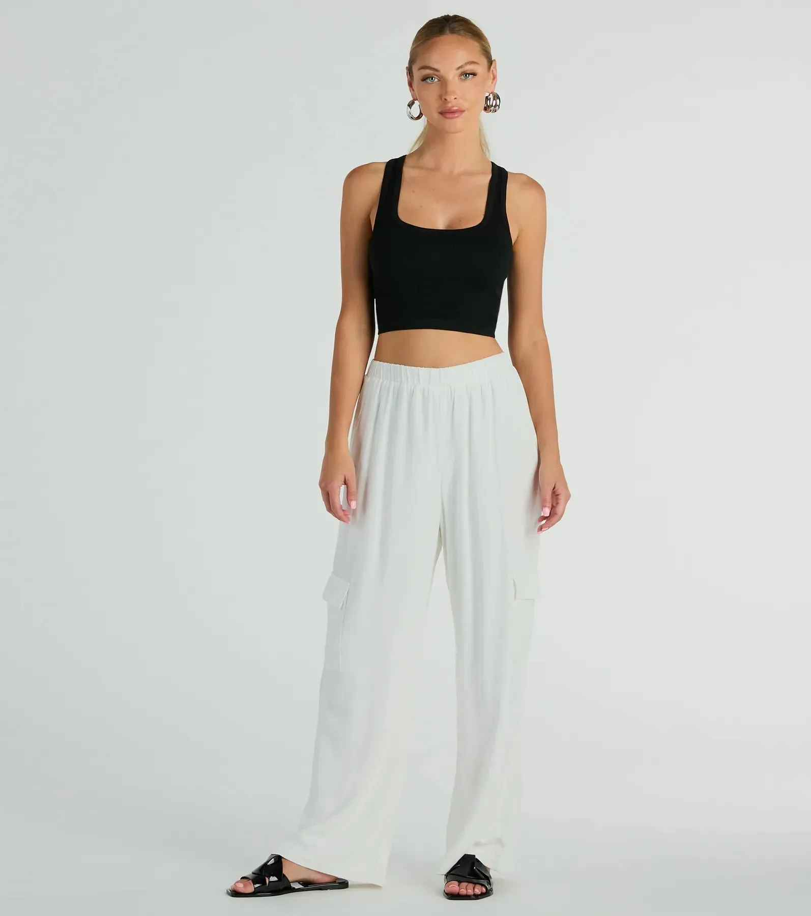 Golden Hour High-Rise Cargo Wide-Leg Linen Pants sold by Windsor