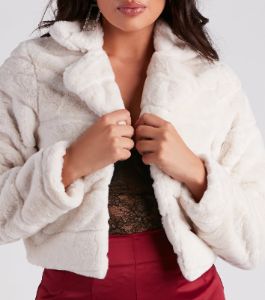 A Fabulous Vibe Faux Fur Crop Jacket sold by Windsor