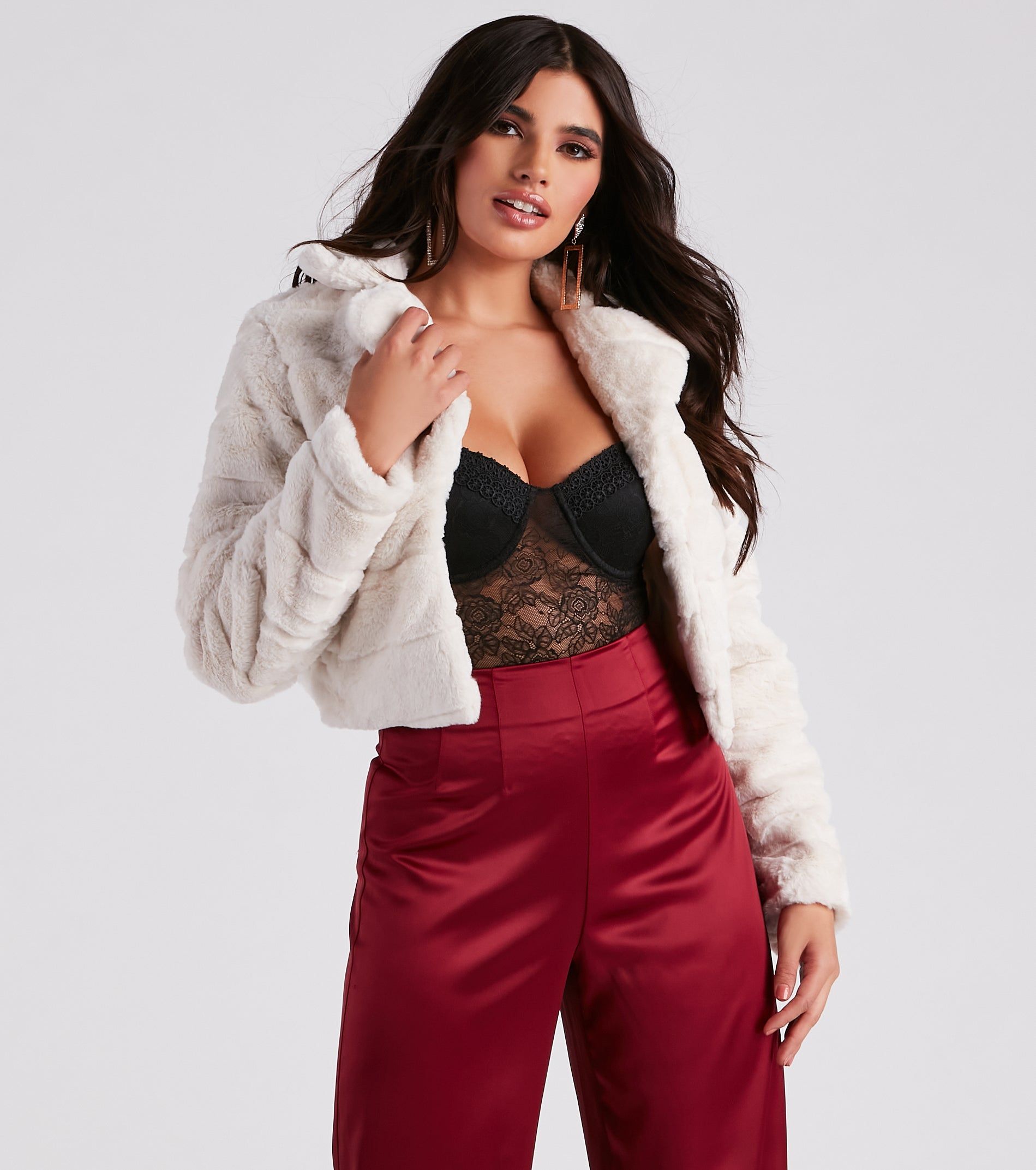 A Fabulous Vibe Faux Fur Crop Jacket sold by Windsor