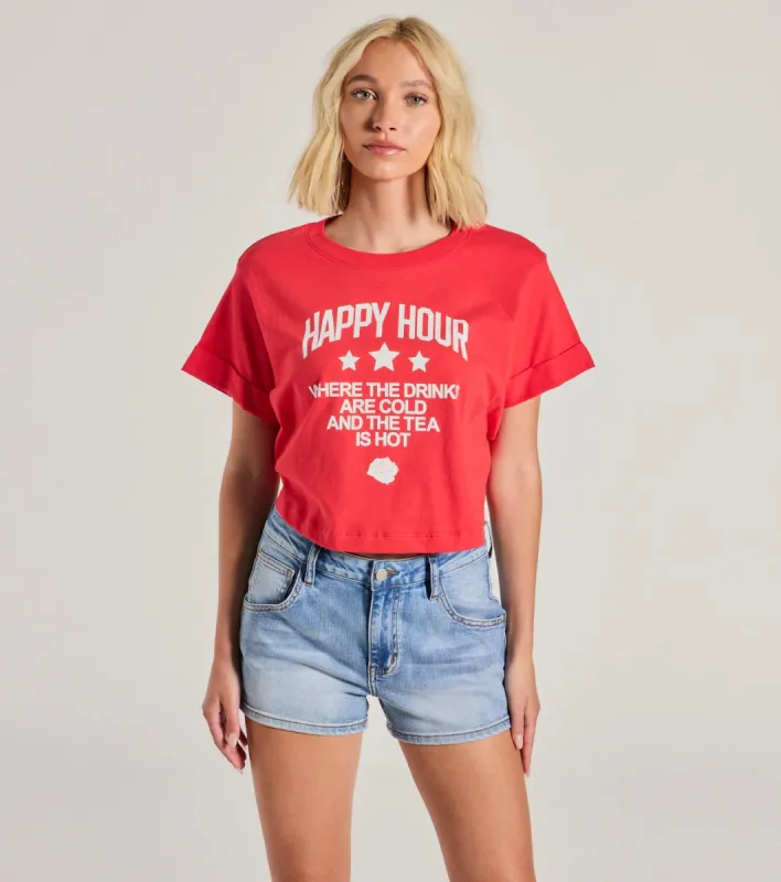 Happy Hour Crop Graphic Tee sold by Windsor