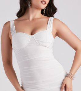 Pour It Up Mesh Ruched Mini Dress sold by Windsor