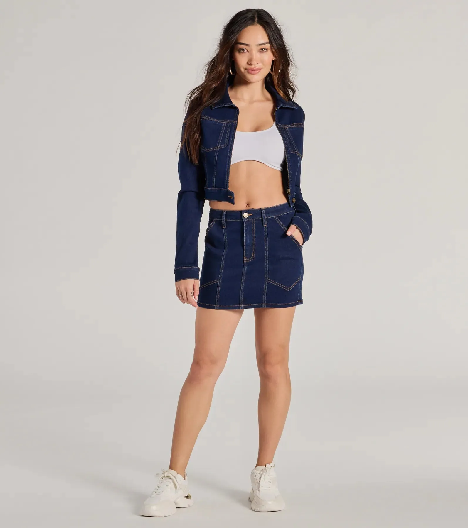 Covetable Cutie High-Rise Denim Mini Skirt sold by Windsor