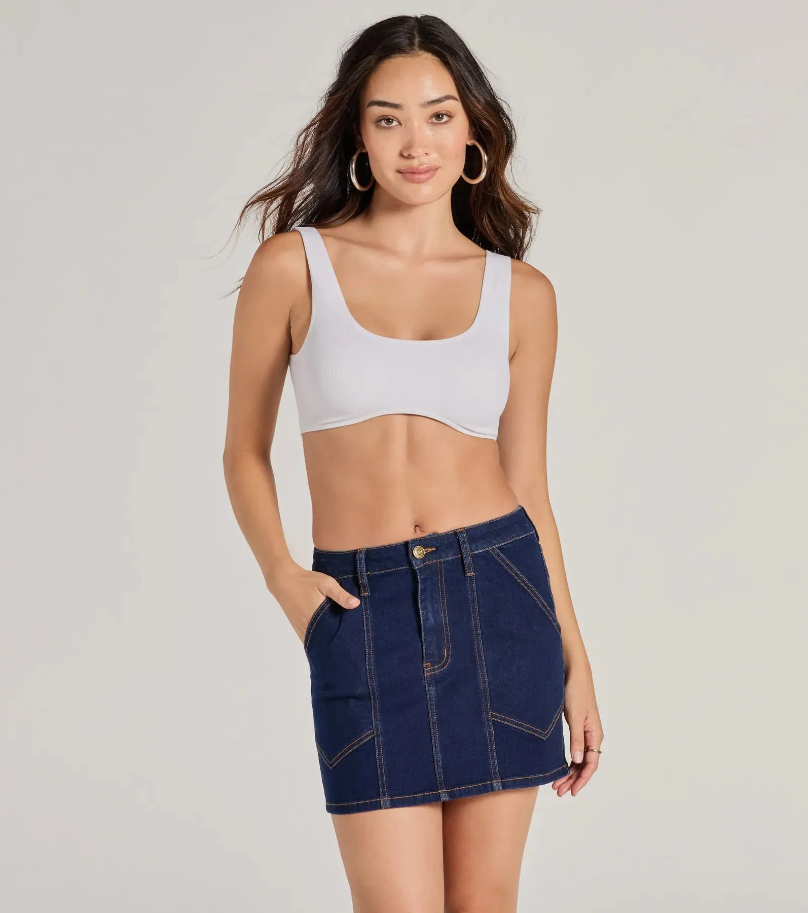 Covetable Cutie High-Rise Denim Mini Skirt sold by Windsor product image thumbnail 4
