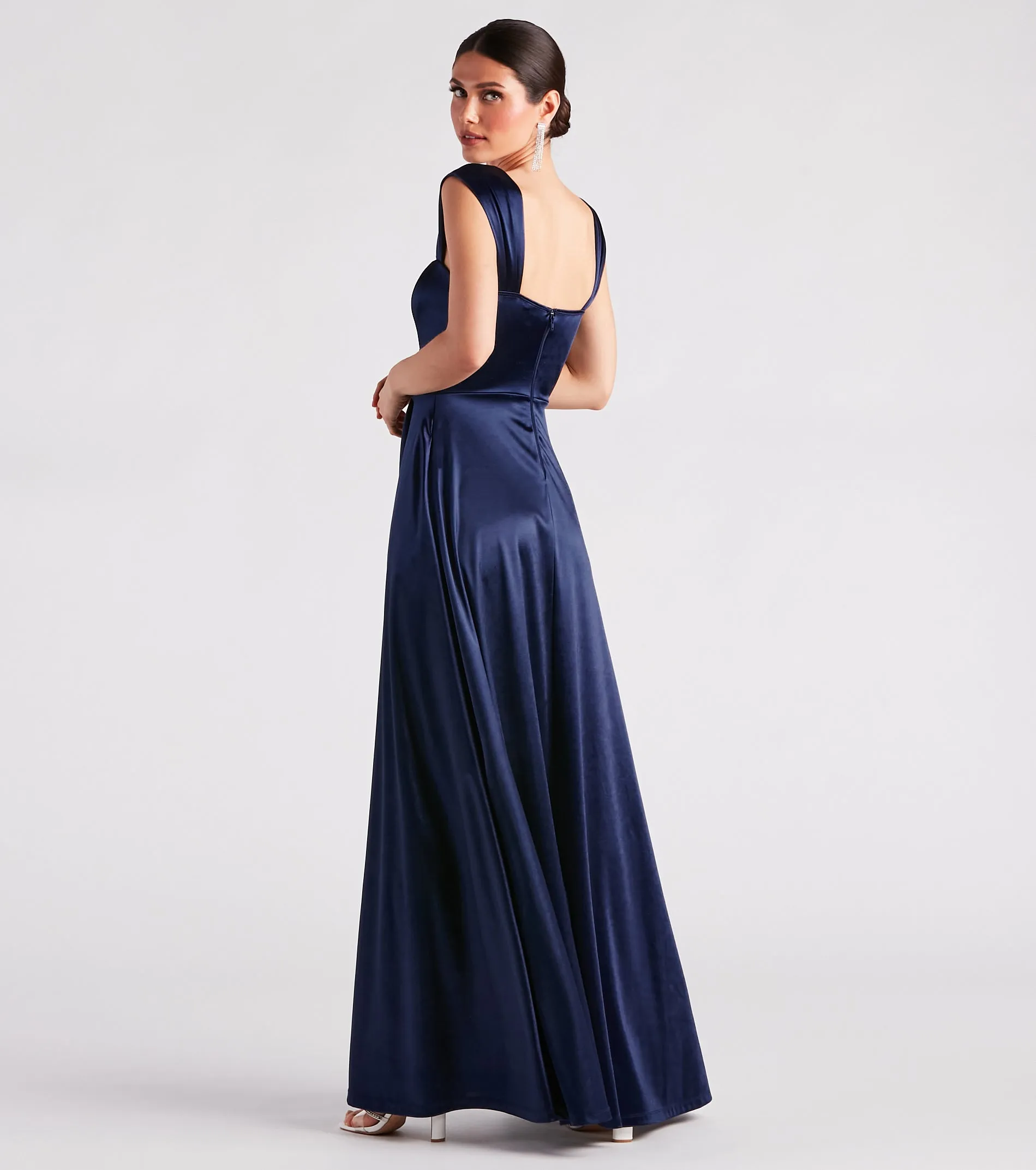 Lisa Satin High Slit A-Line Formal Dress sold by Windsor product image thumbnail 2