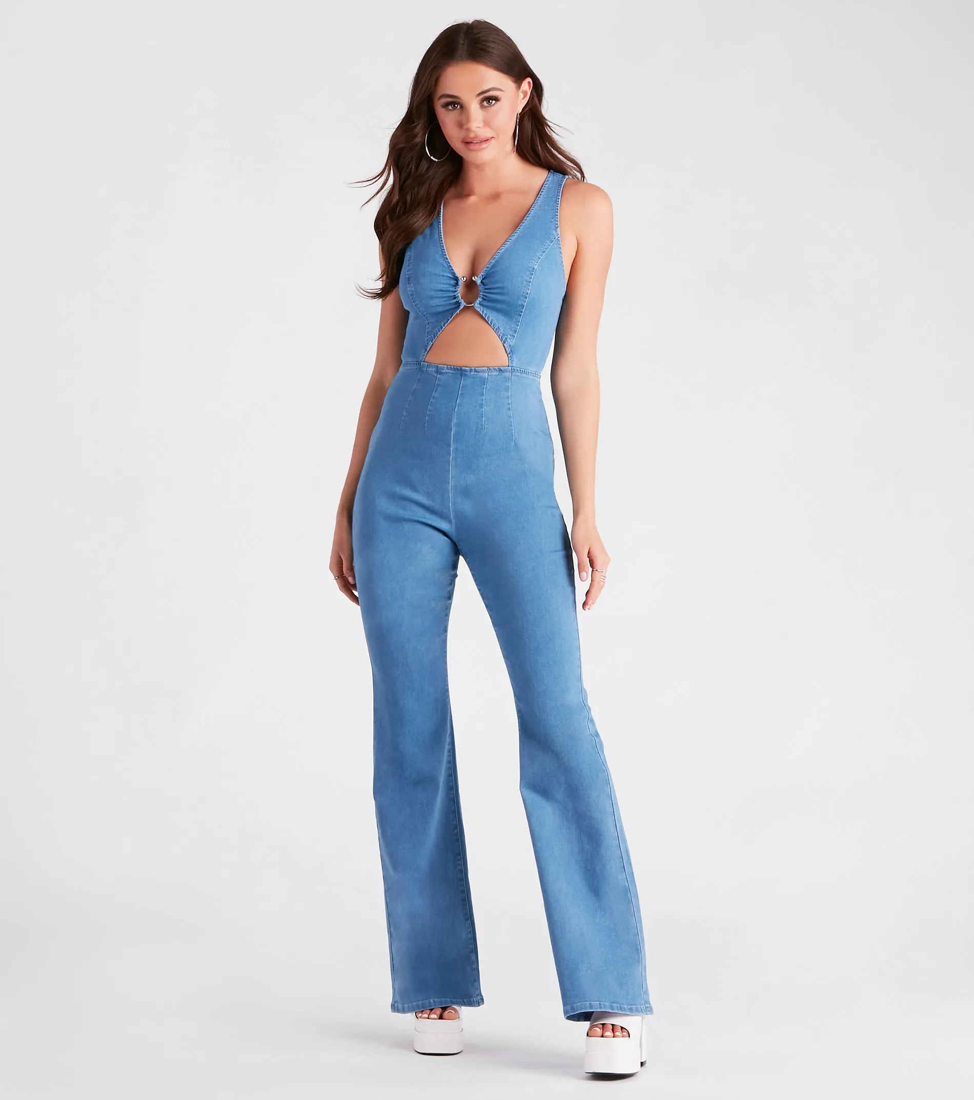 Retro Fab Flare-Leg Denim Jumpsuit sold by Windsor product image thumbnail 3