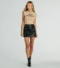 Cutting Edge Belted Faux Leather Mini Skort sold by Windsor