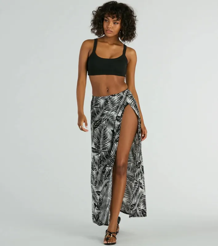 Tropical Vibes High Slit Wrap Maxi Skirt sold by Windsor
