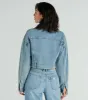 Good Vibes Zip-Up Crop Trucker Denim Jacket sold by Windsor