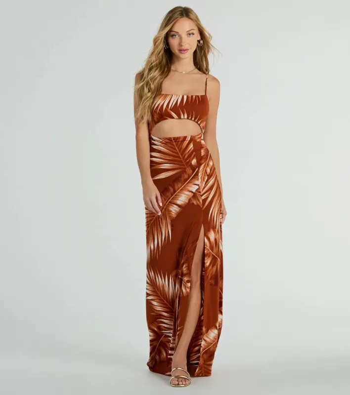 Island Breeze Tropical Cutout Slit Maxi Dress sold by Windsor