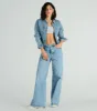 Good Vibes Zip-Up Crop Trucker Denim Jacket sold by Windsor