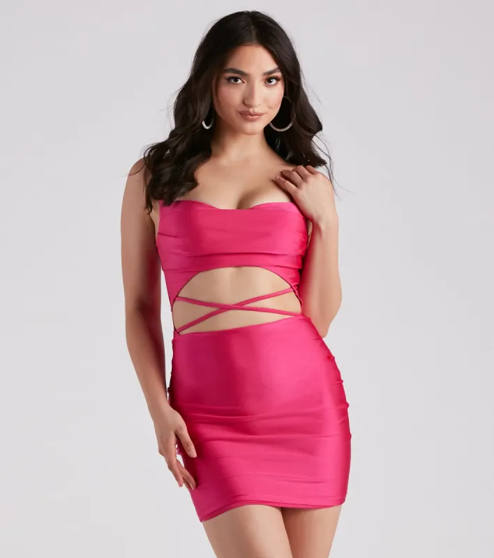 CLEARANCE - Party Town V-Neck Cutout Mini Dress sold by Windsor