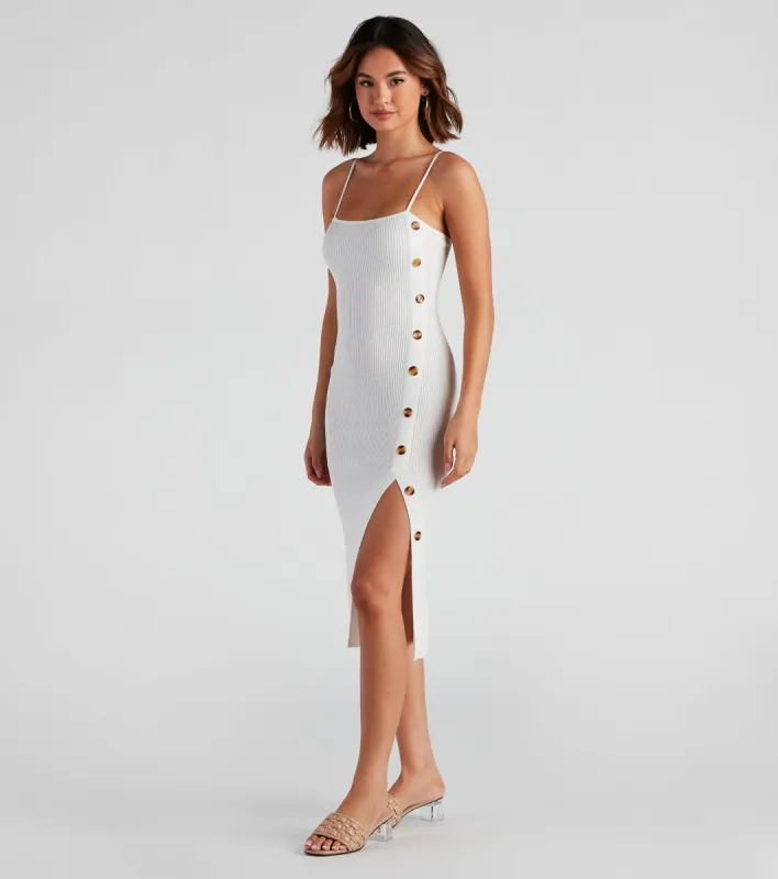 Cute As A Button Sweater Midi Dress sold by Windsor