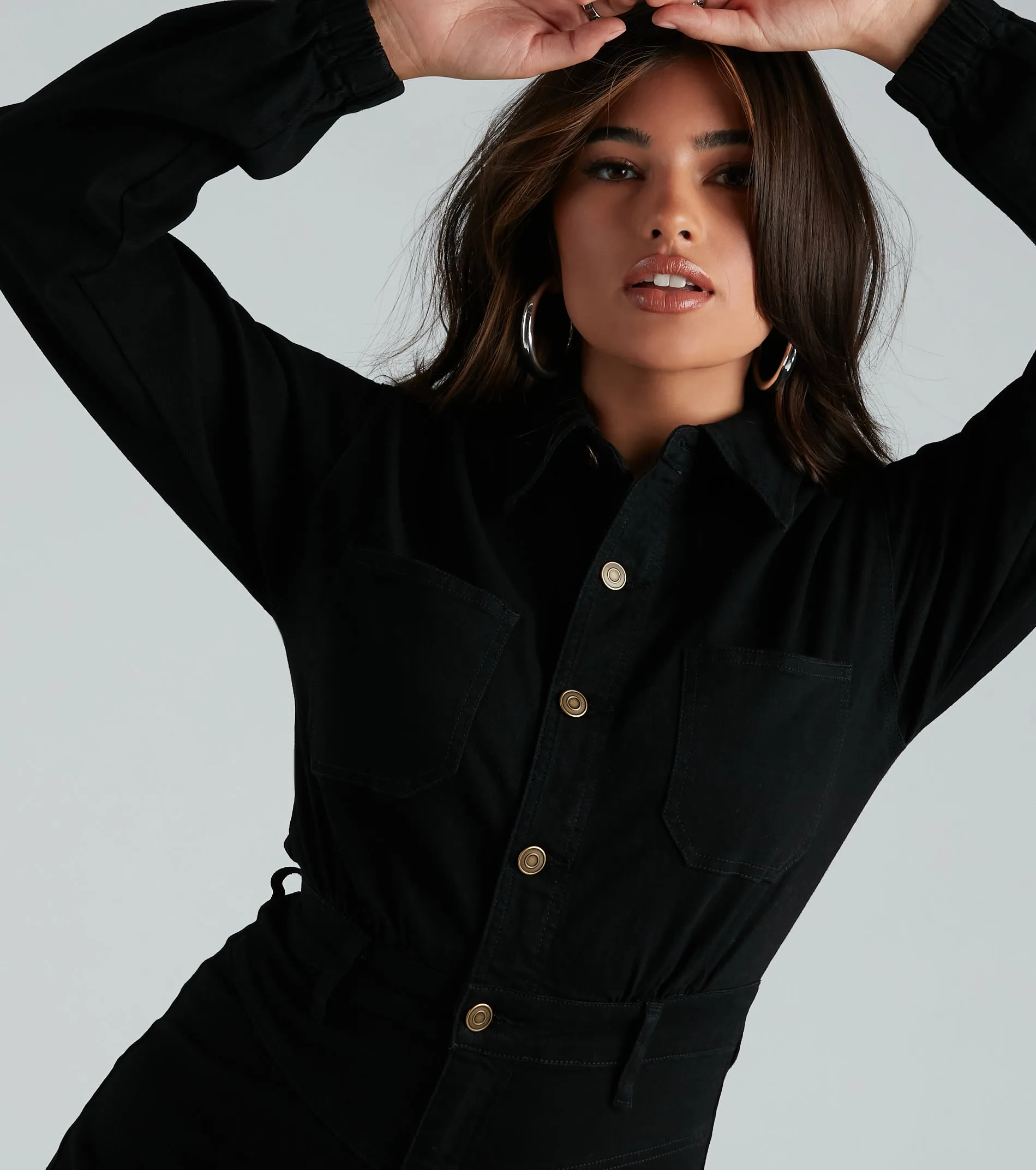 Daytime Adventure Utility Denim Romper sold by Windsor product image thumbnail 4