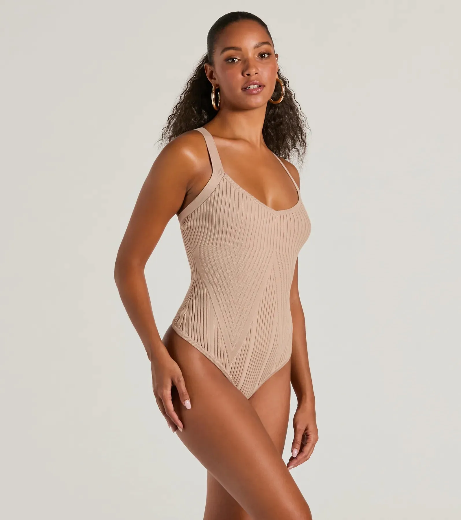 Up A Notch Sleeveless V-Neck Knit Bodysuit sold by Windsor product image thumbnail 2