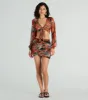 Destined For Sun Tropical Mesh Tie Front Top sold by Windsor