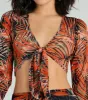 Destined For Sun Tropical Mesh Tie Front Top sold by Windsor