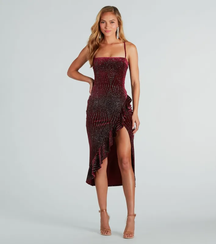 Time For Glitz Glitter Velvet Midi Dress sold by Windsor