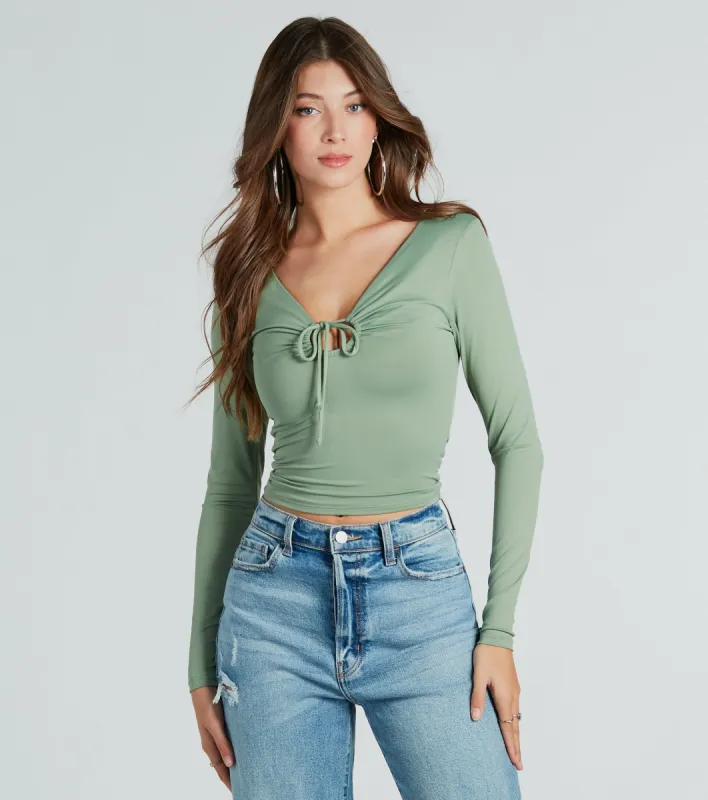 CLEARANCE - Fave Find Tie-Front Smooth Knit Top sold by Windsor