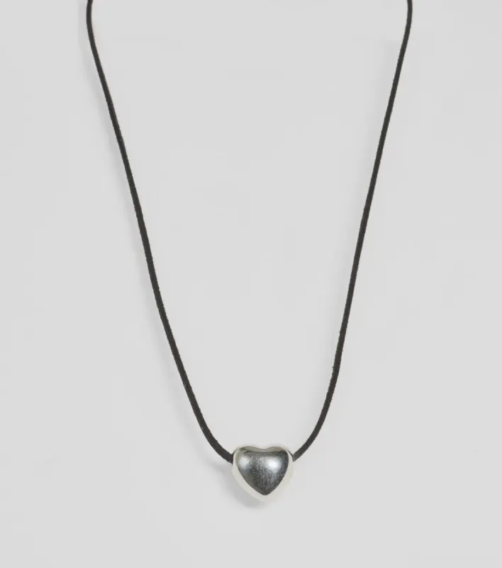 Trendy Sheen Heart Charm Cord Necklace sold by Windsor