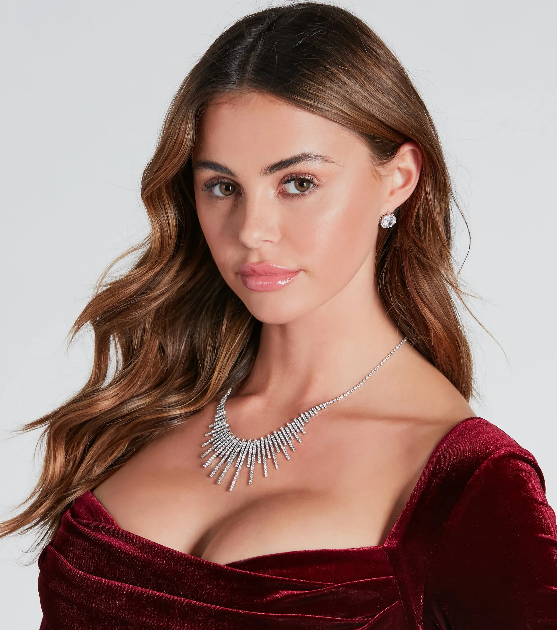 Dazzling Style Rhinestone Fringe Necklace sold by Windsor product image thumbnail 2