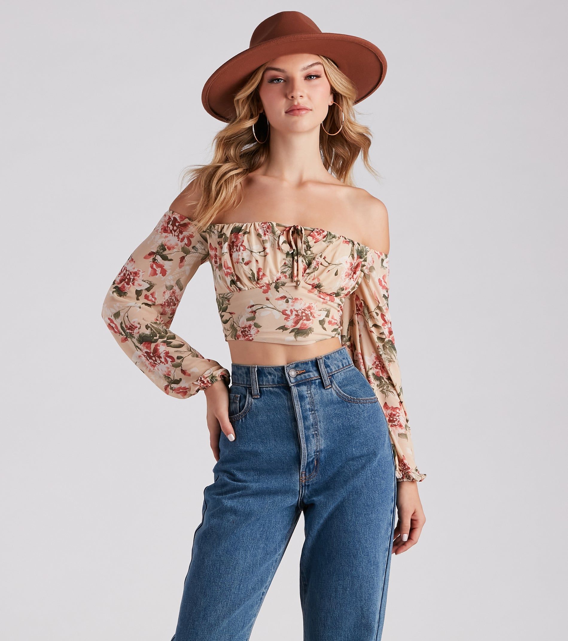 Flawless Floral Mesh Tie Crop Top sold by Windsor