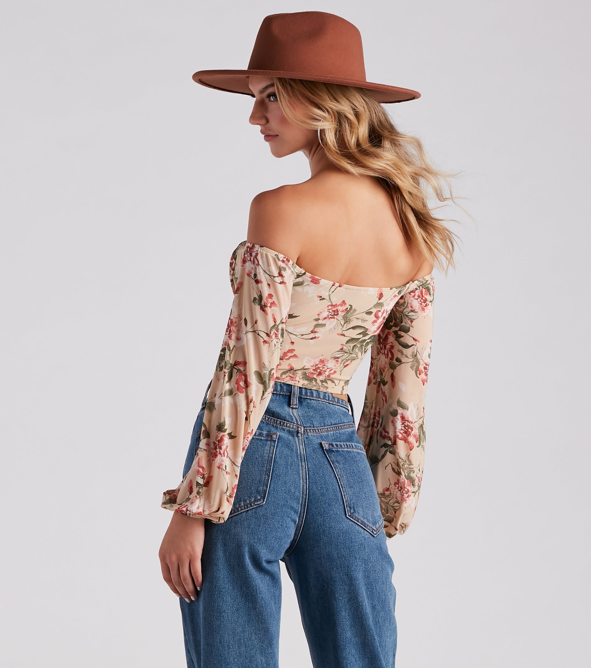 Flawless Floral Mesh Tie Crop Top sold by Windsor product image thumbnail 2