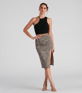 Sassy Style Leopard Print Midi Skirt sold by Windsor