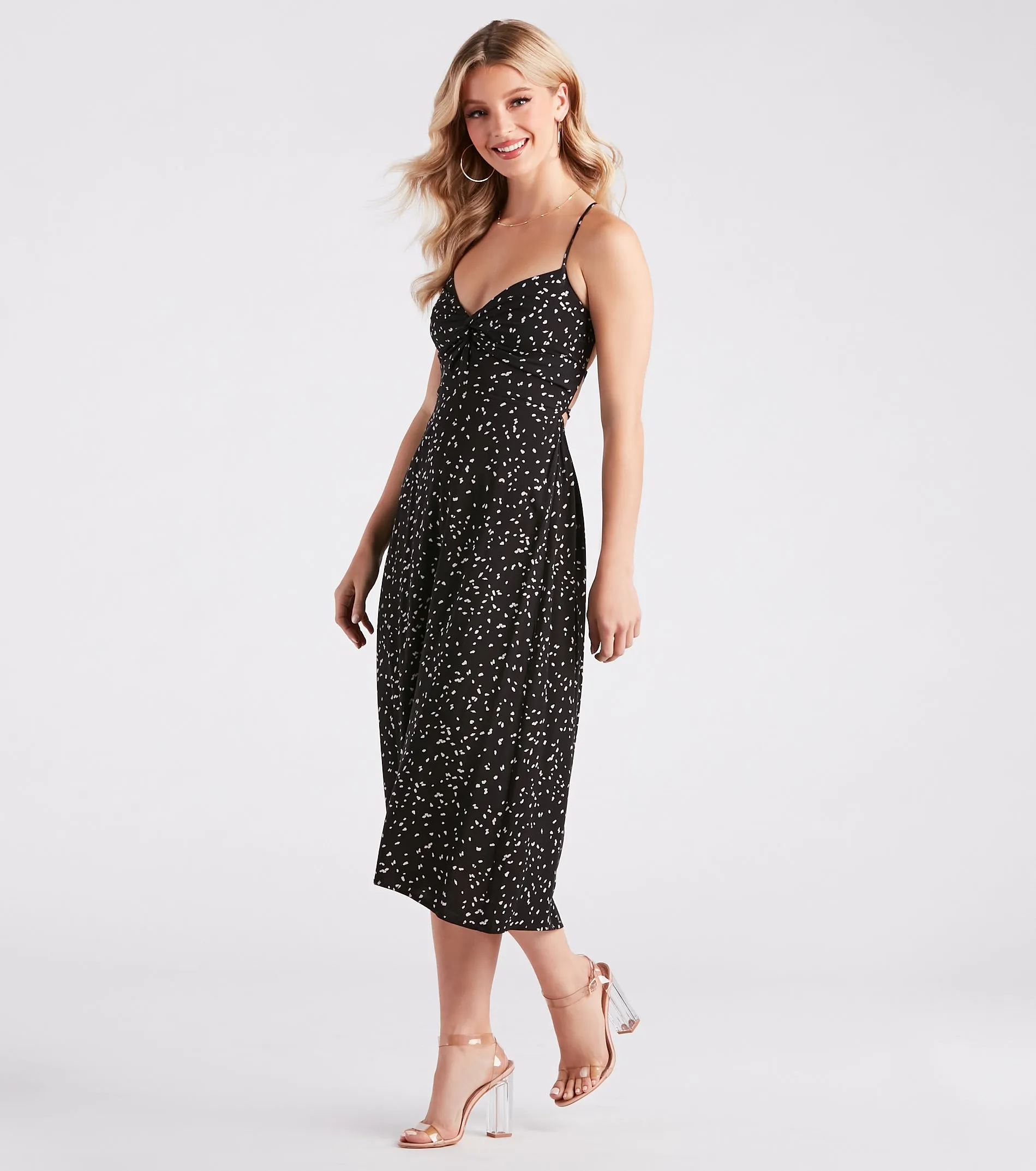 Just Spotted Leopard Lace-Up Midi Dress sold by Windsor
