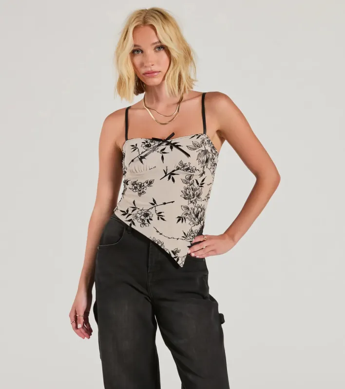 Bring The Romance Flocked Velvet Floral Crop Top sold by Windsor