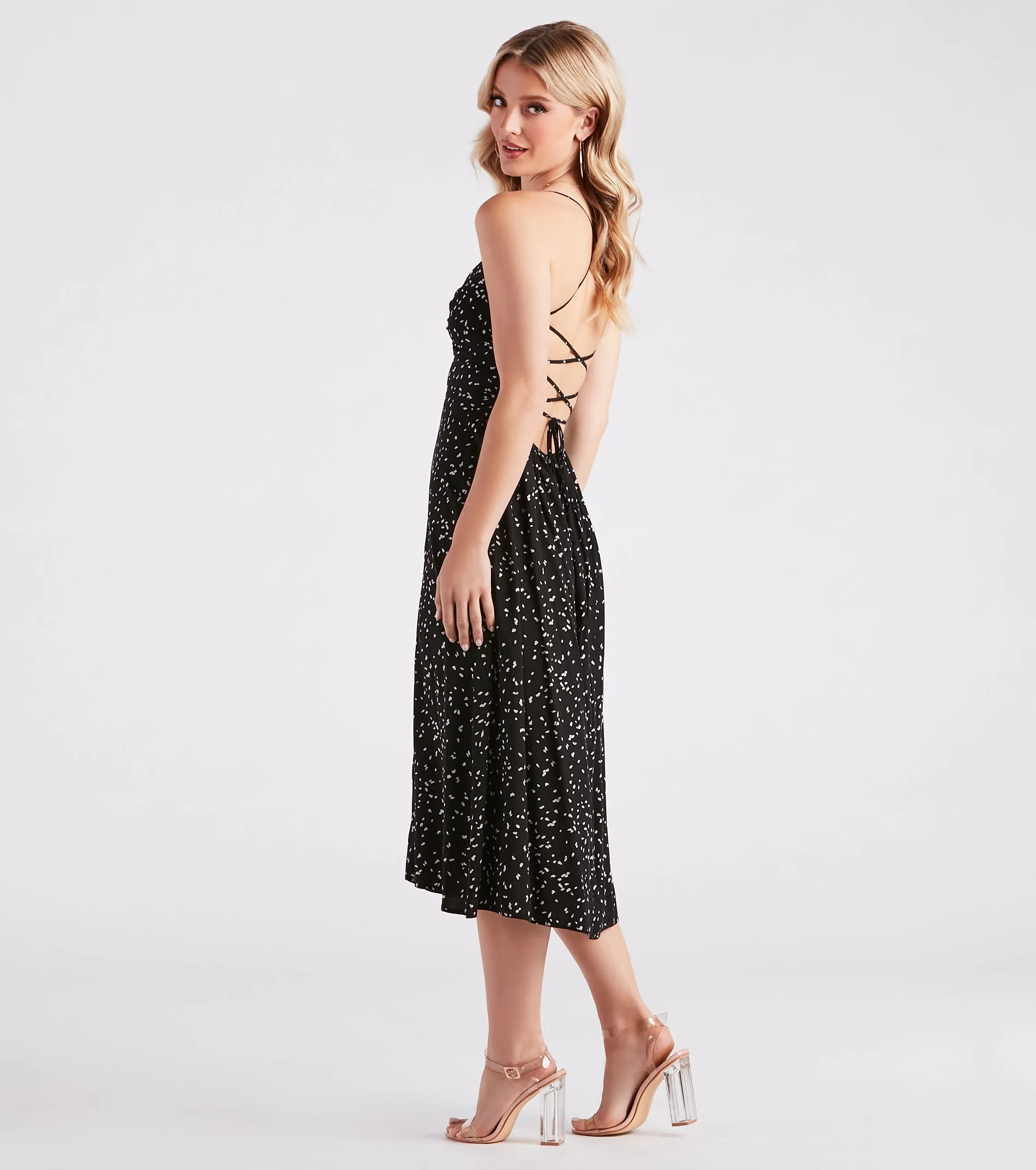 Just Spotted Leopard Lace-Up Midi Dress sold by Windsor product image thumbnail 2