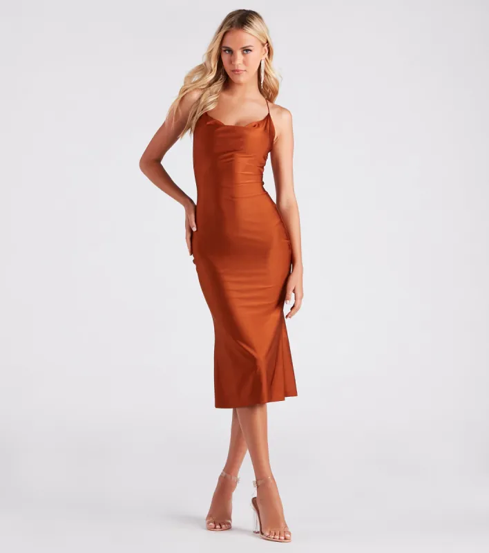 Flatter Me Satin-Knit Midi Dress sold by Windsor