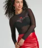I Love Tequila Long Sleeve Graphic Mesh Crop Top sold by Windsor